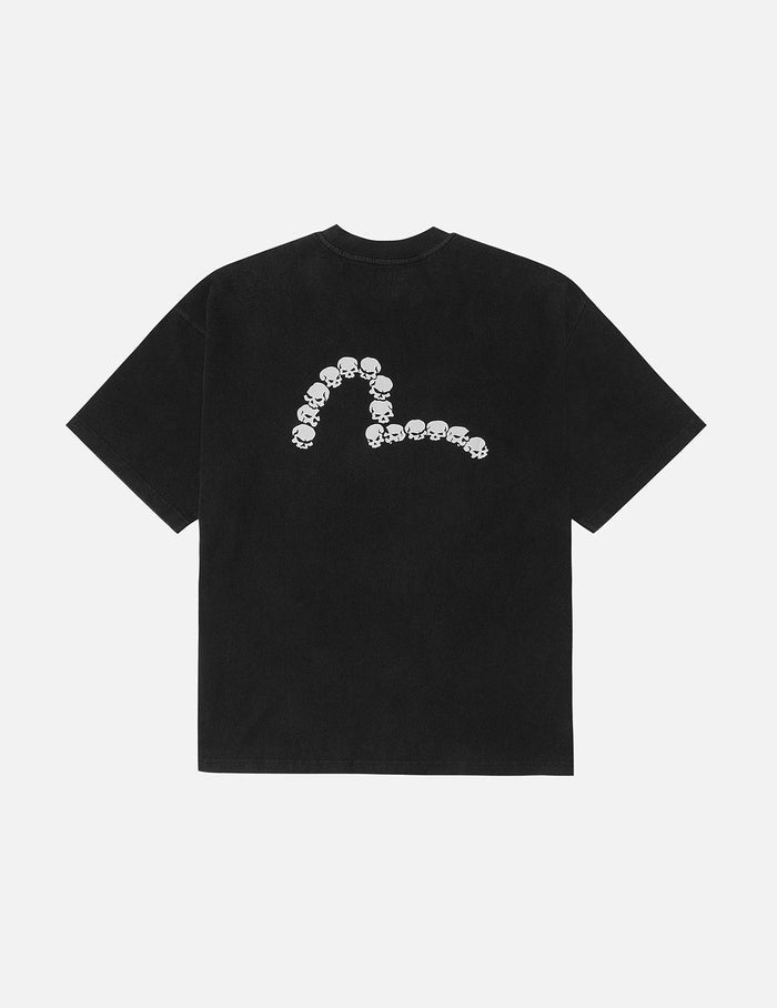 Logo and Skull Seagull Print Oversized T-shirt