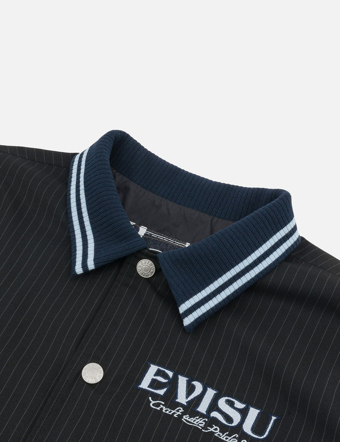 Logo and Slogan Embroidery Regular Fit Striped Suit Ccoach Jacket