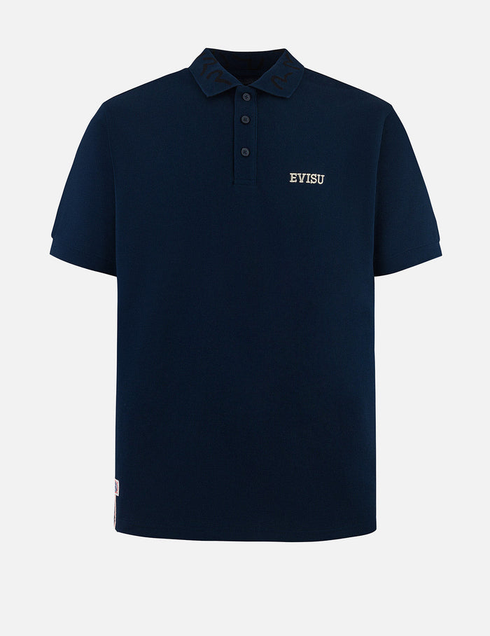 Logo Embroidery and Seagull Motif Collar Relax Fit Polo Shirt