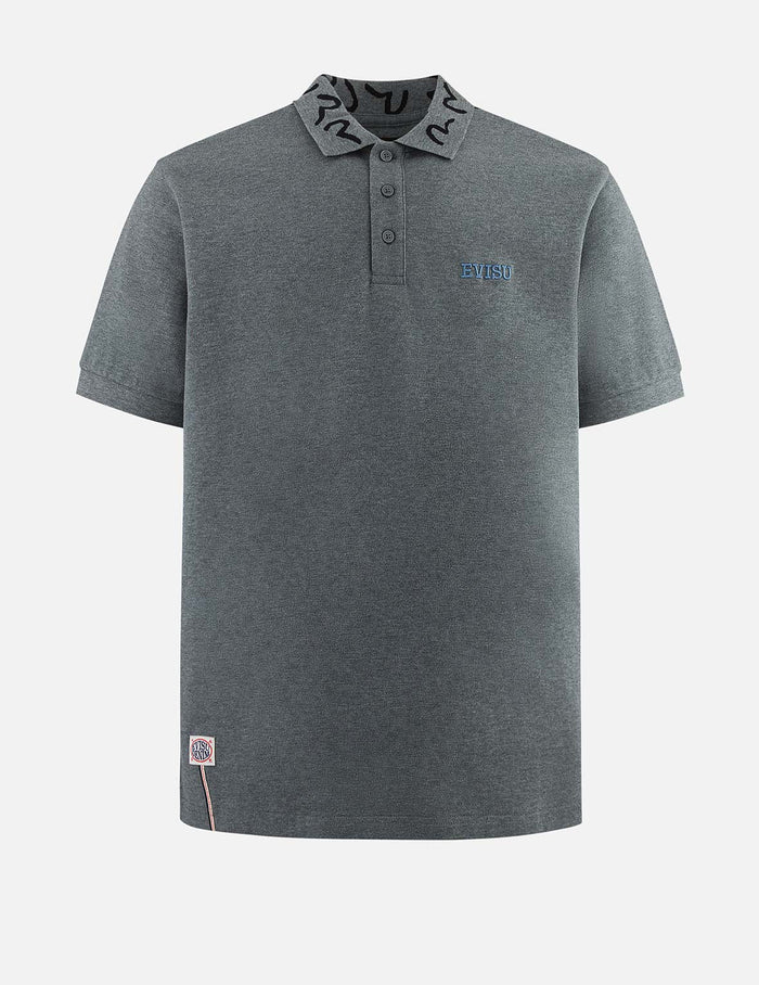 Logo Embroidery and Seagull Motif Collar Relax Fit Polo Shirt