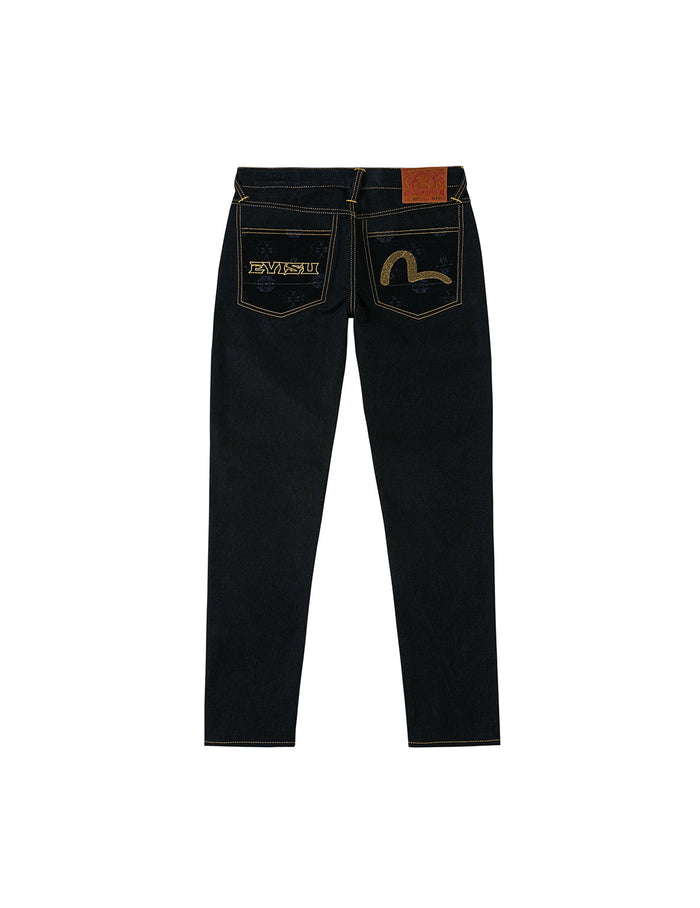 Logo Embroidery and Seagull Print Taper Fit Jeans #2017
