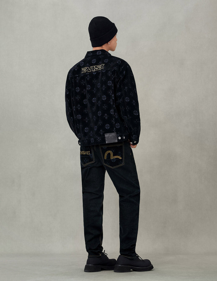 Logo Embroidery and Seagull Print Taper Fit Jeans #2017