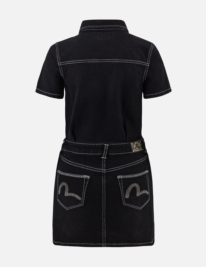 Logo Embroidery Fashion Fit Denim Dress