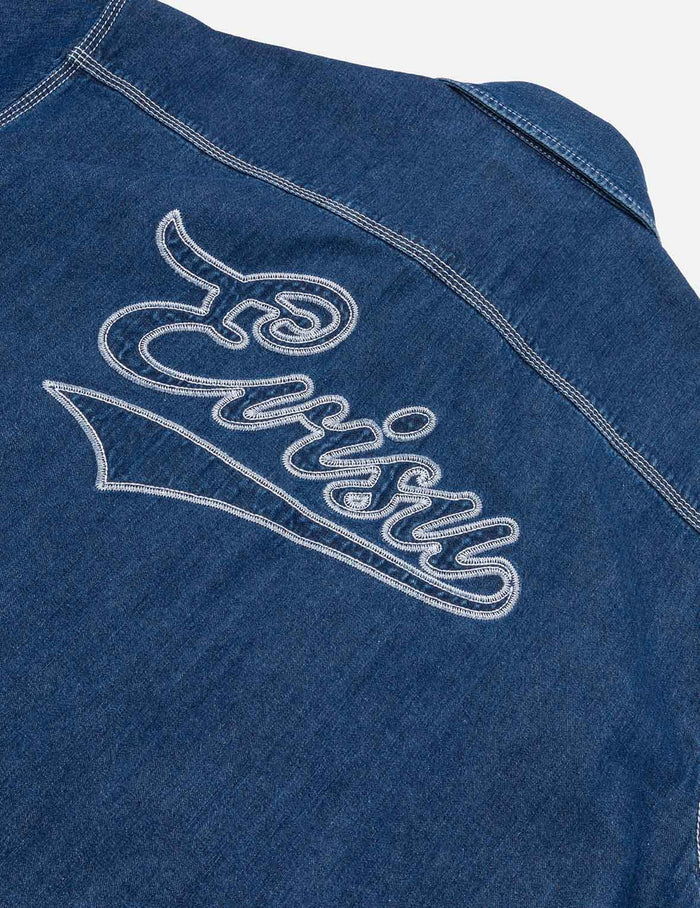 Logo Embroidery Fashion Fit Denim Short-Sleeves Shirt