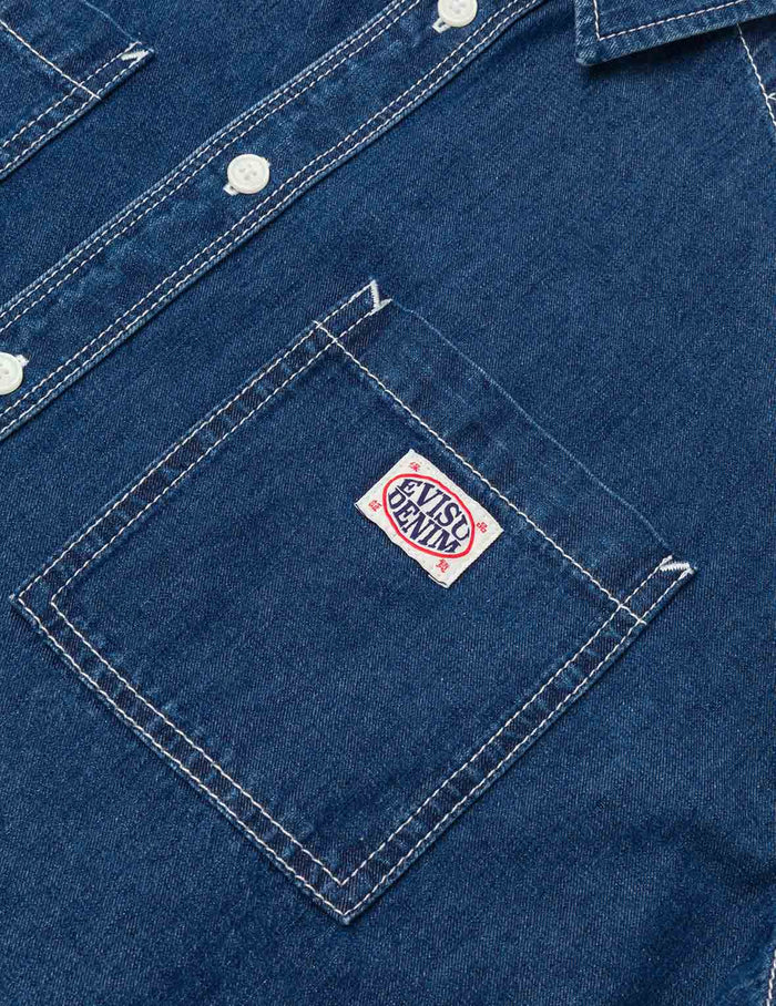 Logo Embroidery Fashion Fit Denim Short-Sleeves Shirt