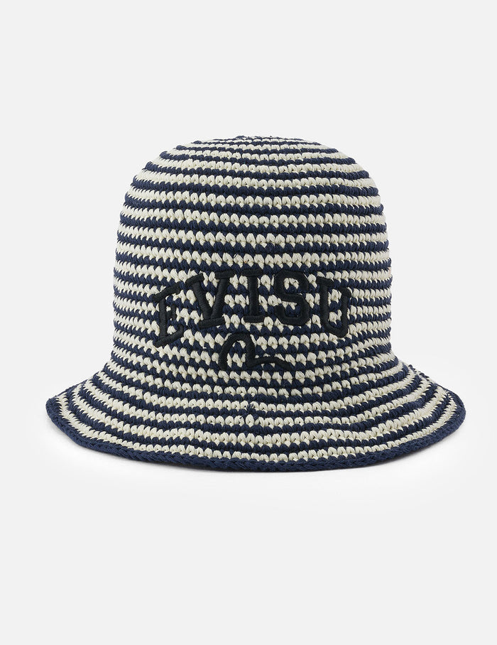 Logo Embroidery Striped Knitted Bucket Hat