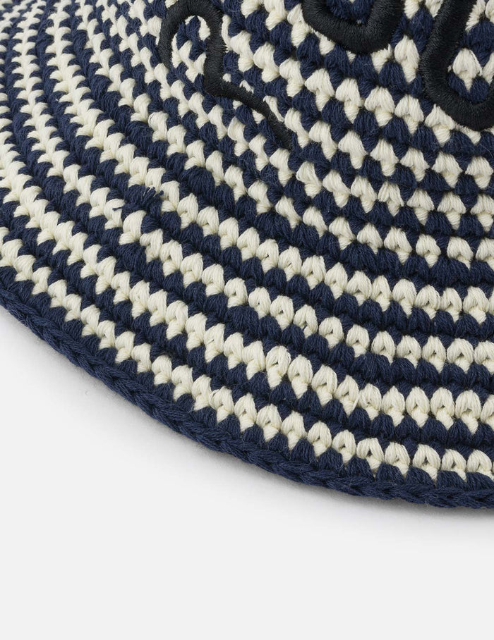 Logo Embroidery Striped Knitted Bucket Hat