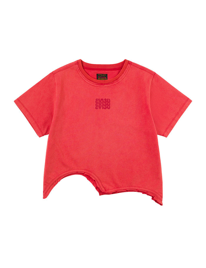Logo Print and Distressed Detail Fashion Fit T-Shirt
