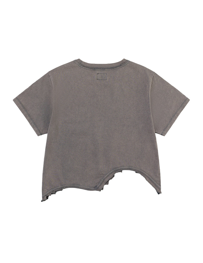 Logo Print and Distressed Detail Fashion Fit T-Shirt
