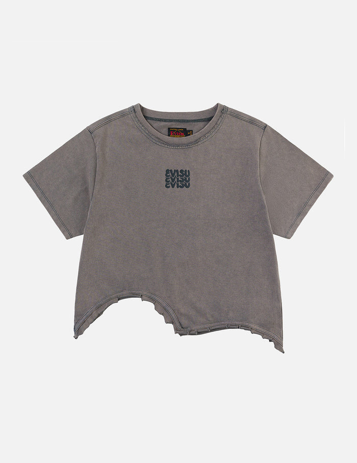 Logo Print and Distressed Detail Fashion Fit T-Shirt