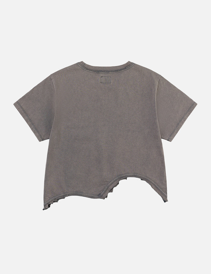 Logo Print and Distressed Detail Fashion Fit T-Shirt