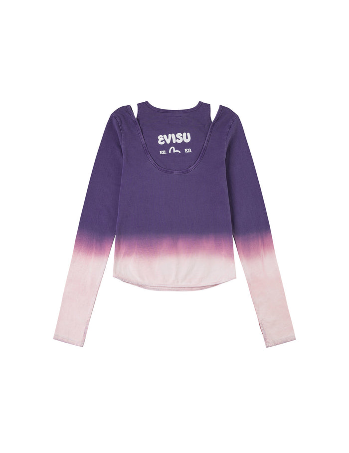 Logo Print and Gradient Tie-dye Regular Fit 2-in-1 Long-sleeve Top