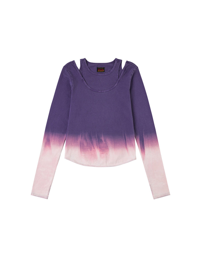 Logo Print and Gradient Tie-dye Regular Fit 2-in-1 Long-sleeve Top