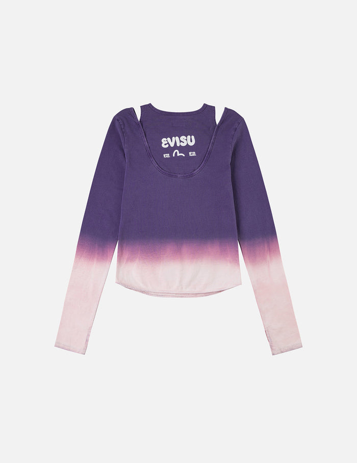 Logo Print and Gradient Tie-dye Regular Fit 2-in-1 Long-sleeve Top