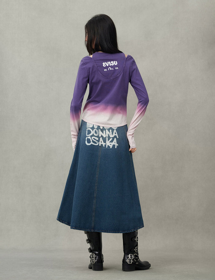 Logo Print and Gradient Tie-dye Regular Fit 2-in-1 Long-sleeve Top