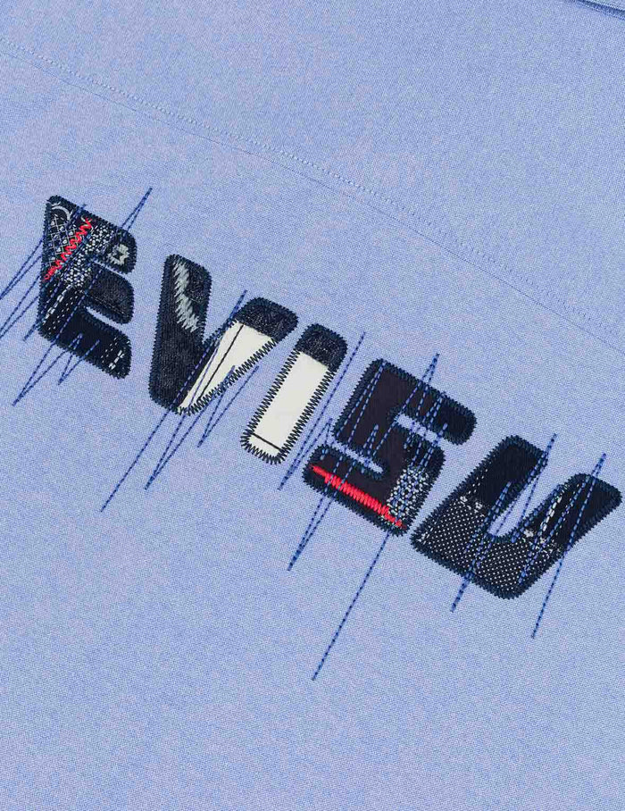 Logo Sashiko and Seagull Print Relax Fit Long-sleeve Shirt