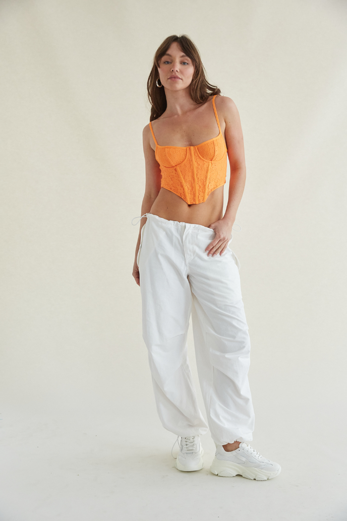 neon orange corset top - lace orange corset tank top - music festival outfit inspo