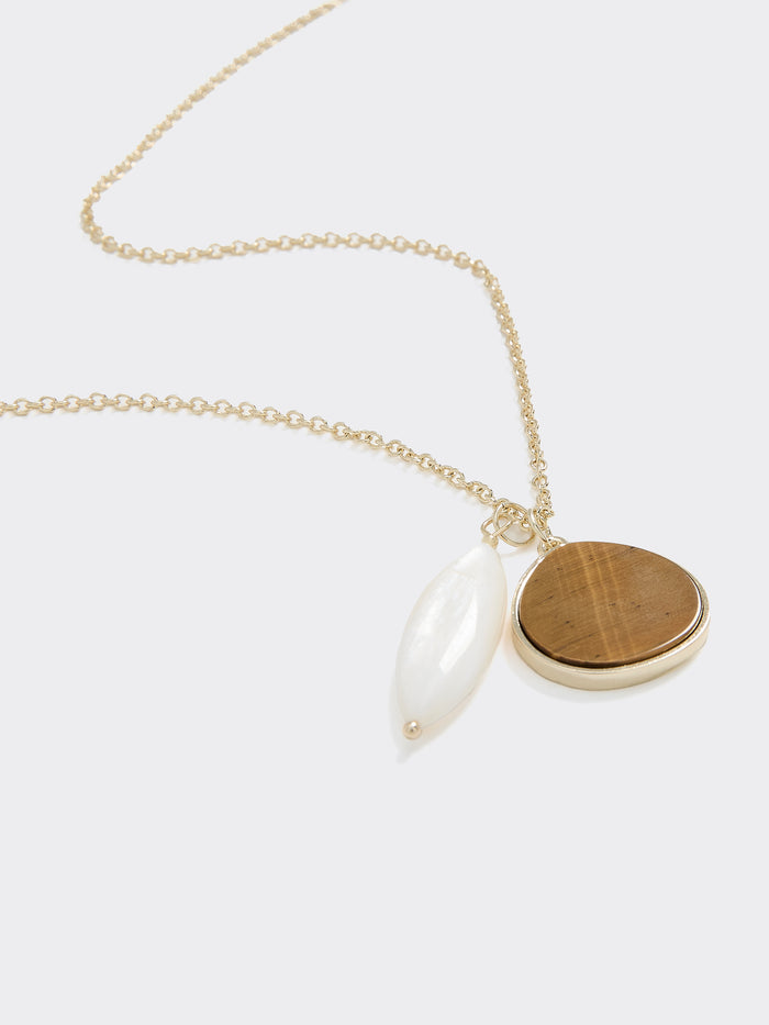 Long Necklace with Double-Stone Pendant