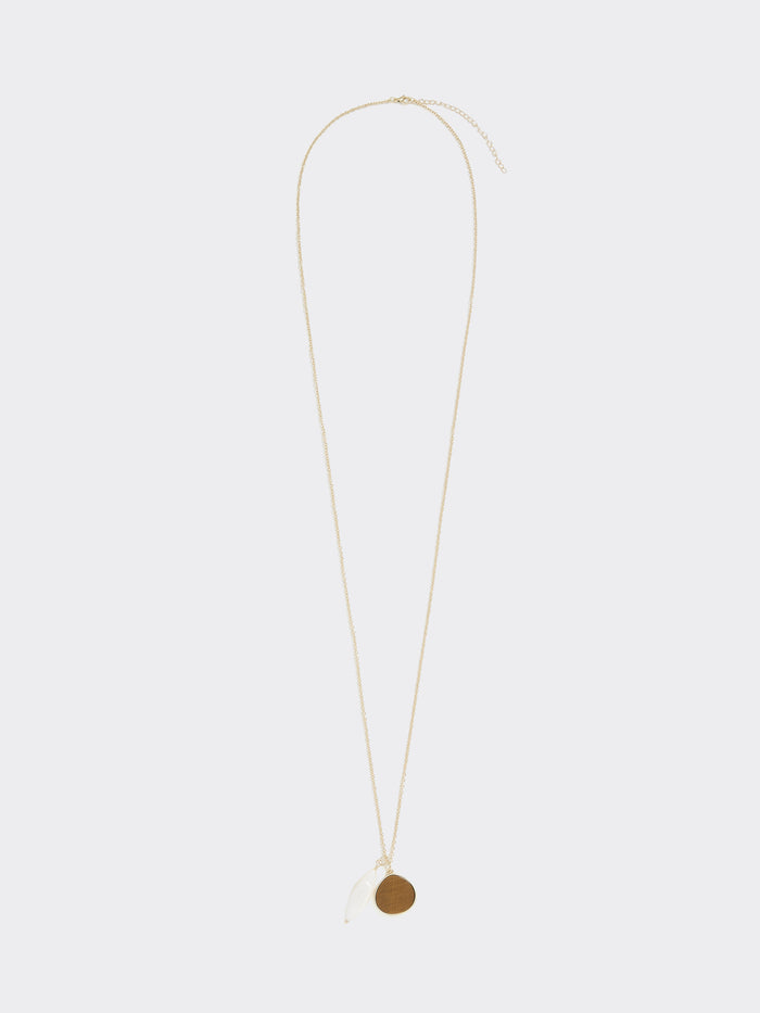 Long Necklace with Double-Stone Pendant