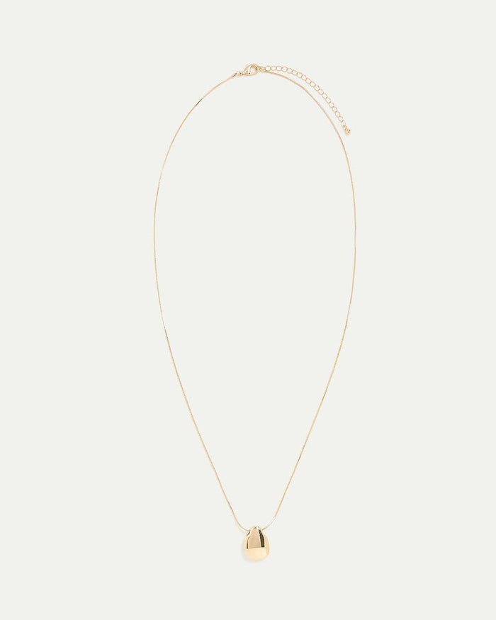 Long Necklace with Metal Stone Pendant