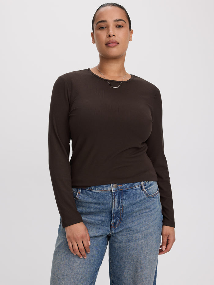 Long-Sleeve Crew-Neck Ribbed T-Shirt - R Essentials