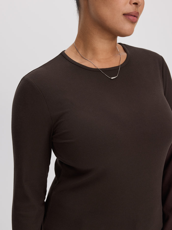 Long-Sleeve Crew-Neck Ribbed T-Shirt - R Essentials