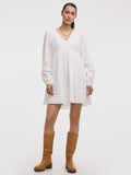 Long-Sleeve V-Neck Empire Mini Dress