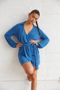 Blue metallic mini dress