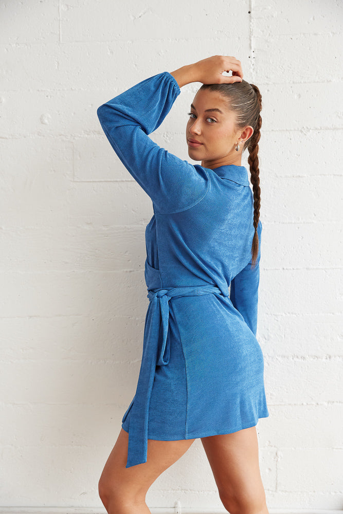 Wrap front belted mini dress