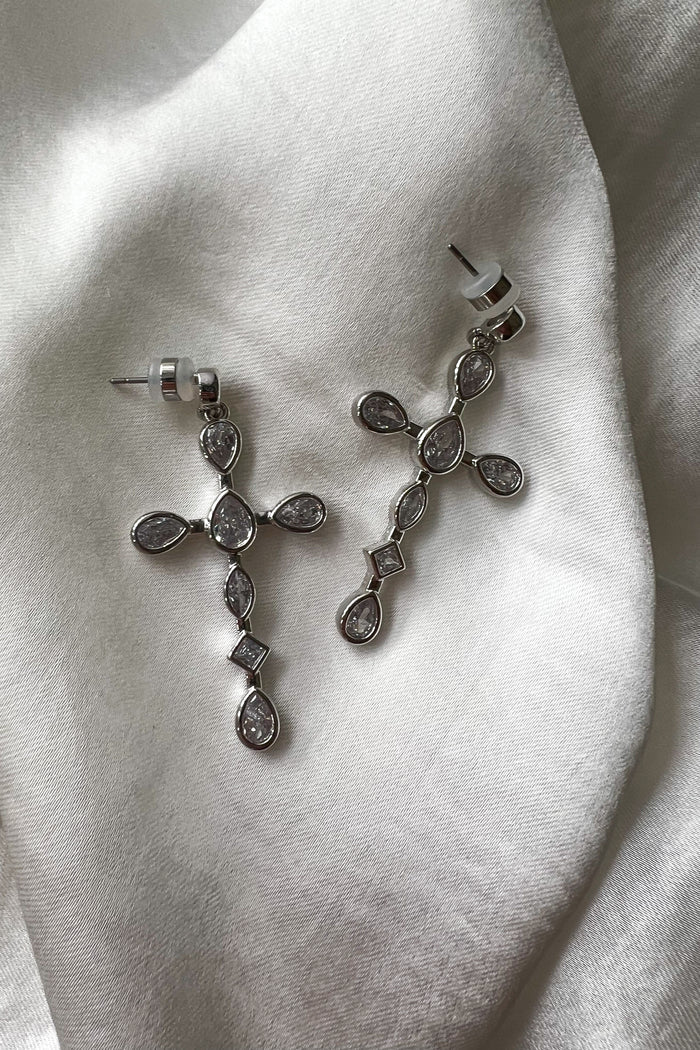 silver cross earrings