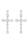 silver bezel stone cross studs