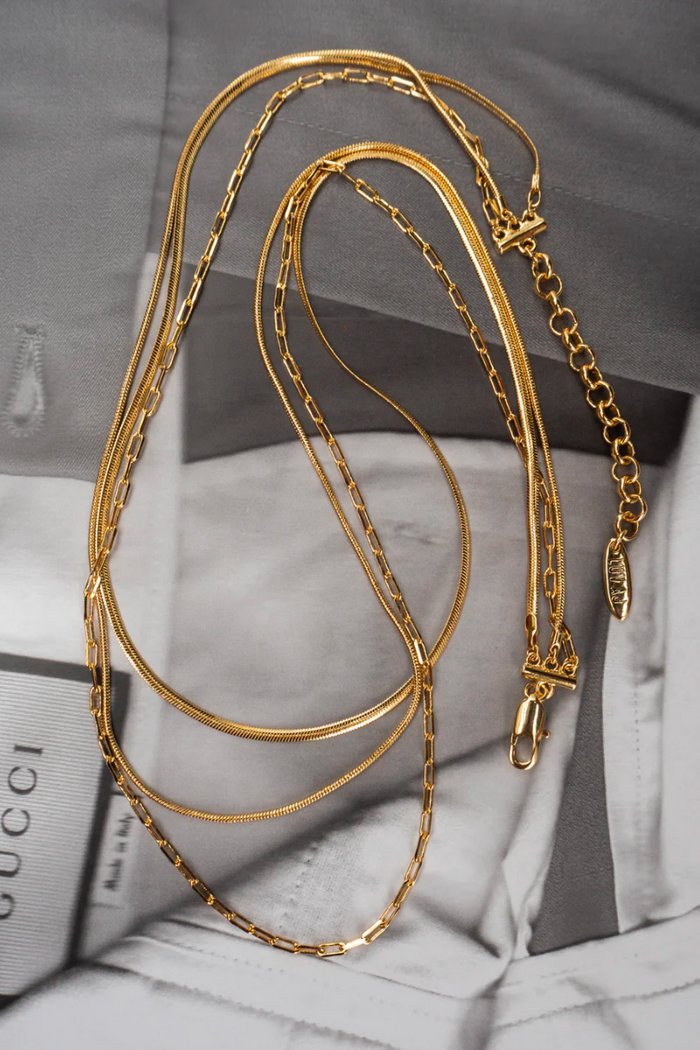 layered chain charm necklace in gold