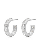 luv aj mini pyramid stud hoops earrings in silver