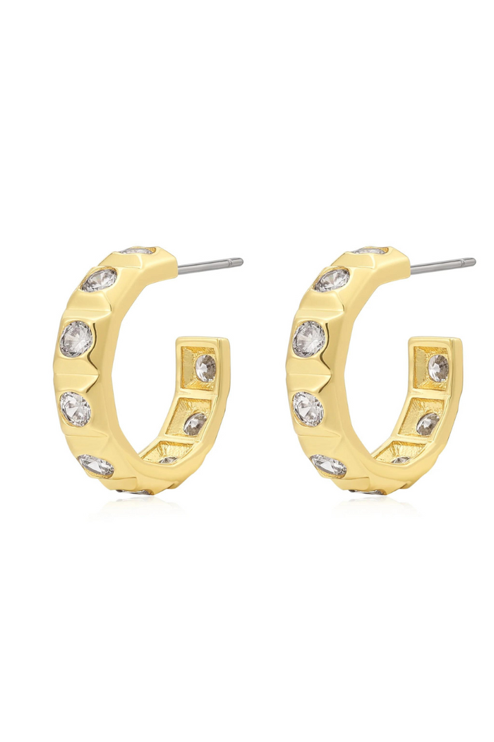 luv aj mini pyramid stud hoops earrings in gold