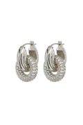 luv aj silver metal and sparkly interlocking hoops