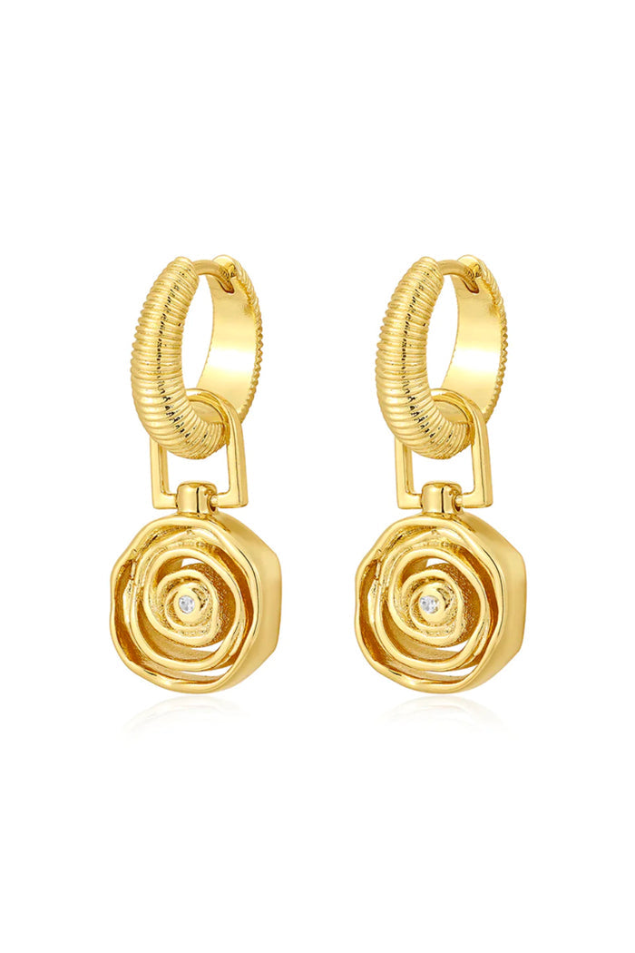 gold rosette coil charm hoops by luv aj