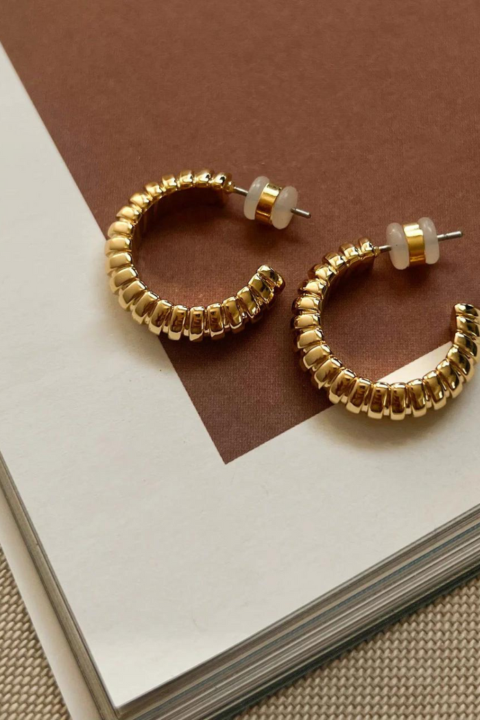luv aj gold snake chain hoop earrings