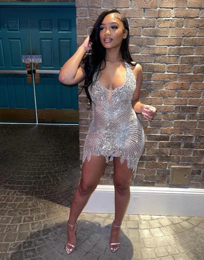 Luxury Crystal Beading Fitted Birthday Dress - Envious Designs