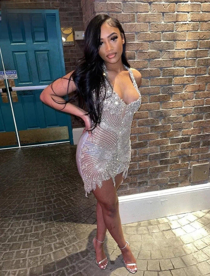 Luxury Crystal Beading Fitted Birthday Dress - Envious Designs