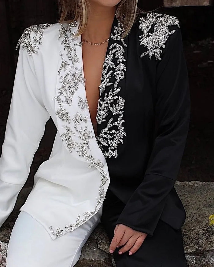 Luxury Crystal Beading Women Pants Suits  (Jacket+Pants) - Envious Designs
