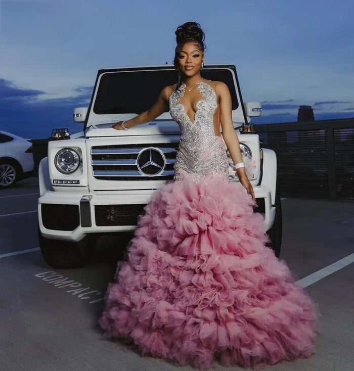 Luxury Crystals Sequined Mermaid Prom Dress - Envious Designs