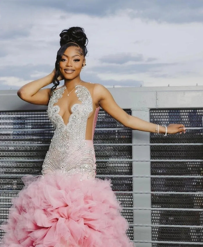 Luxury Crystals Sequined Mermaid Prom Dress - Envious Designs