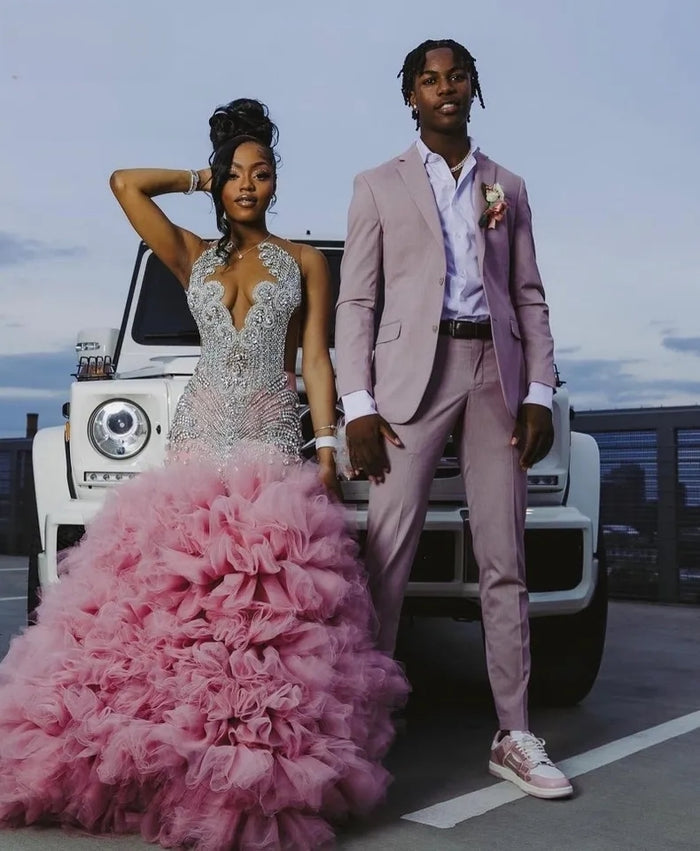 Luxury Crystals Sequined Mermaid Prom Dress - Envious Designs