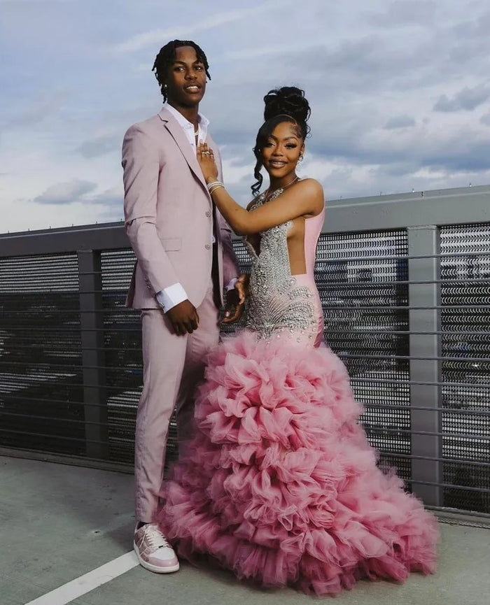 Luxury Crystals Sequined Mermaid Prom Dress - Envious Designs