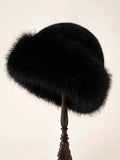 Luxury Faux Fur Winter Hat â€“ Thick Soft Warm Round Cap Black