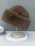 Luxury Faux Fur Winter Hat â€“ Thick Soft Warm Round Cap Brown