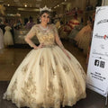 Luxury Gold Lace Quinceanera Dress - Envious Designs