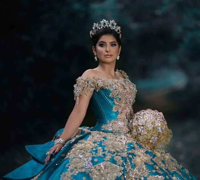 Luxury Mexican Crystal  Quinceanera Dress