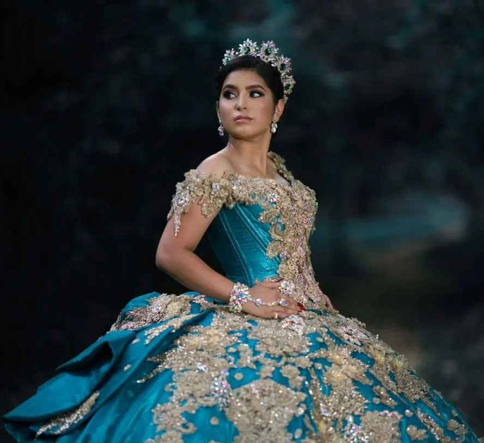 Luxury Mexican Crystal  Quinceanera Dress