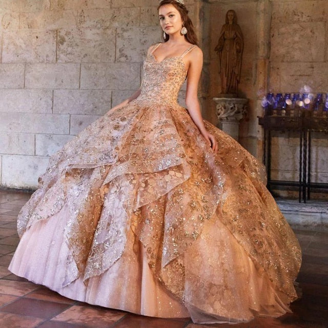 Luxury Sparkly Beaded Quinceanera Dress - Envious Designs